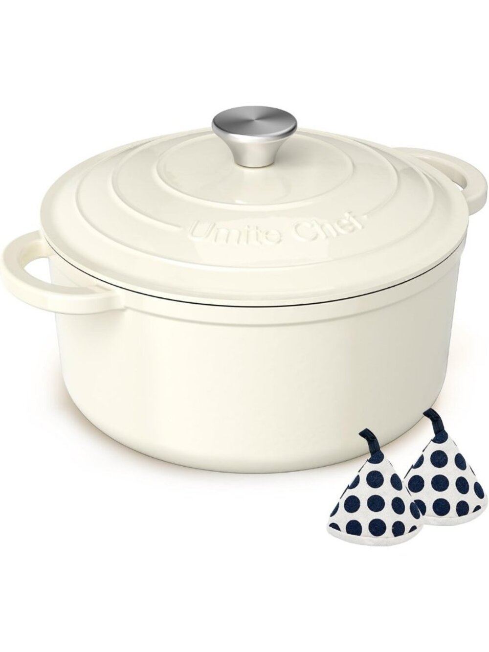 5QT Enameled Cast Iron Dutch Oven with Lid & Potholders - Heavy-Duty Cookware